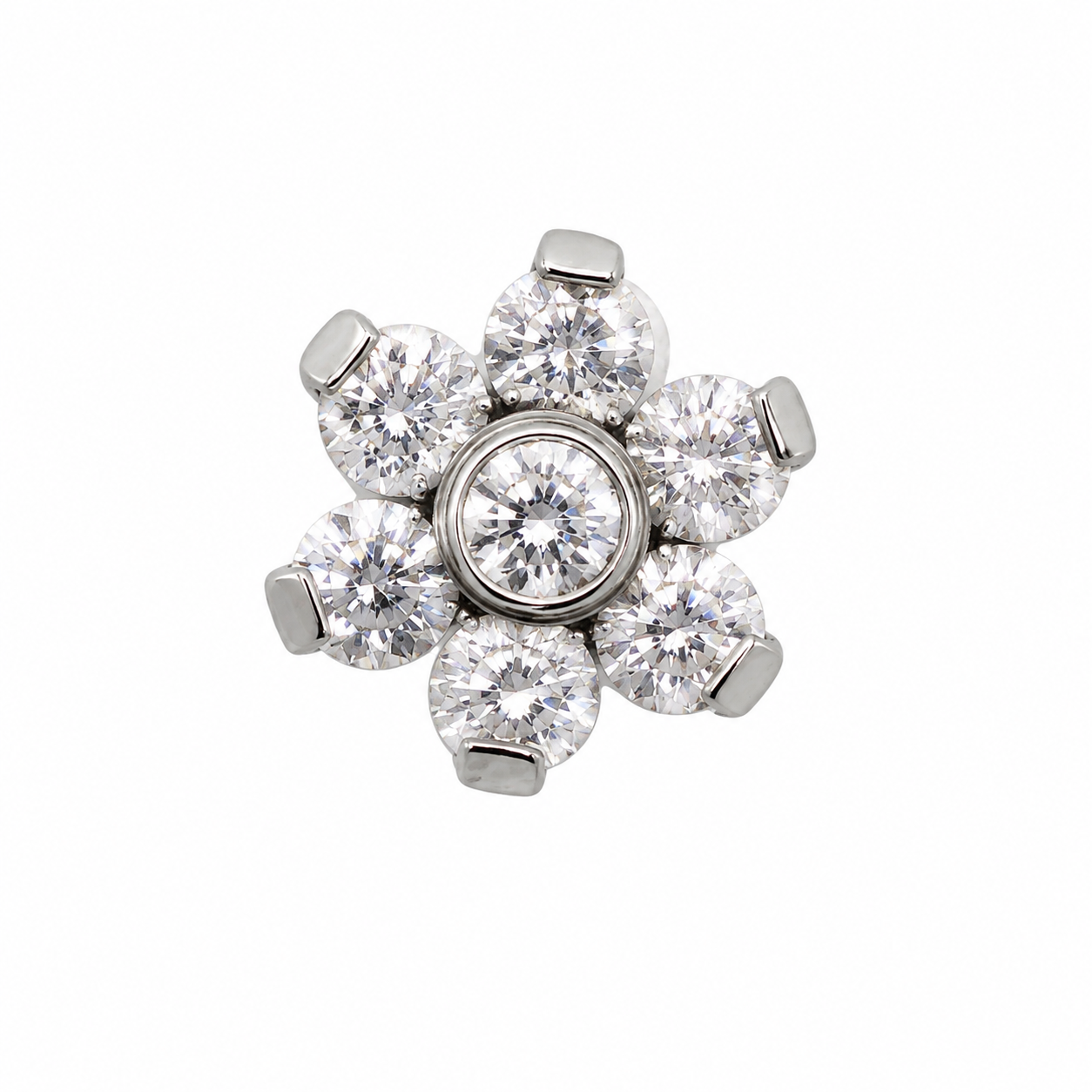 Initial Piercing - Titanium Opal & Crystal Flower Labret – Multiple Designs
