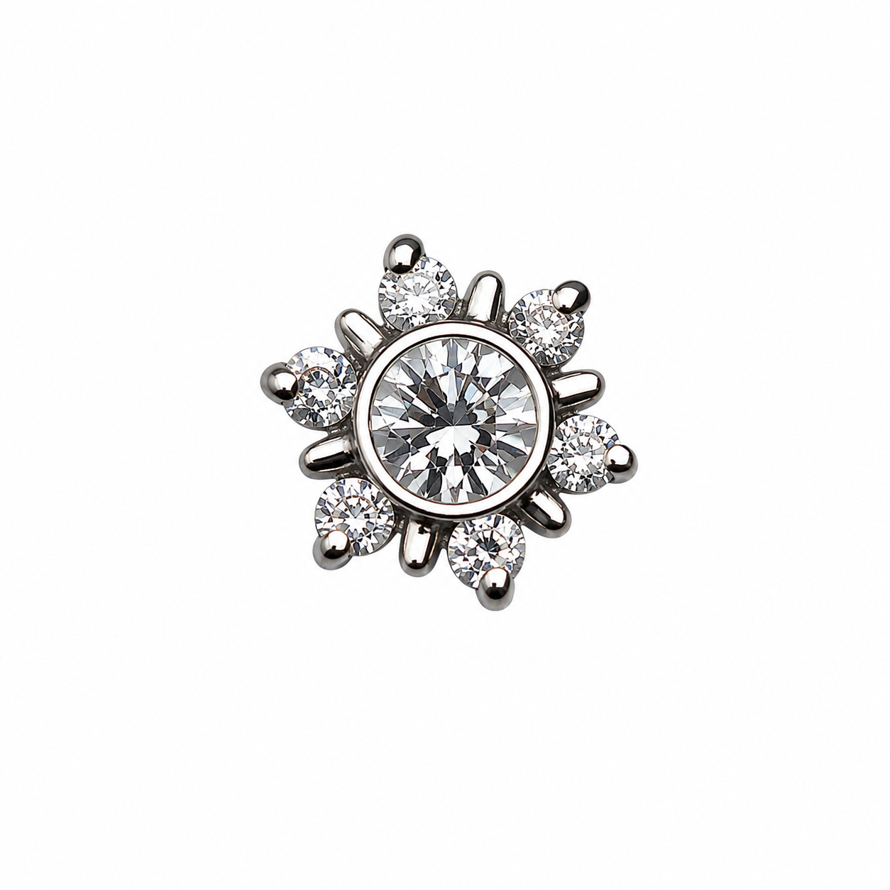 Initial Piercing - Titanium Opal & Crystal Flower Labret – Multiple Designs