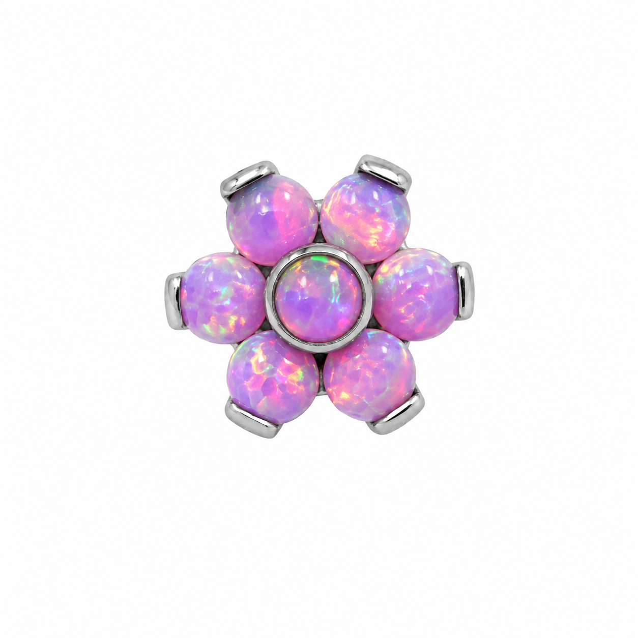 Initial Piercing - Titanium Opal & Crystal Flower Labret – Multiple Designs