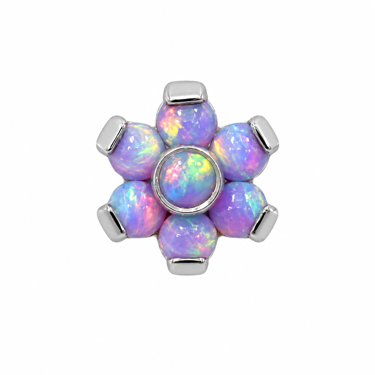 Initial Piercing - Titanium Opal & Crystal Flower Labret – Multiple Designs