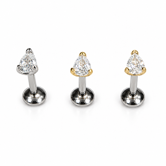 316L Surgical Steel internal thread Pear cut top on Titanium Labret