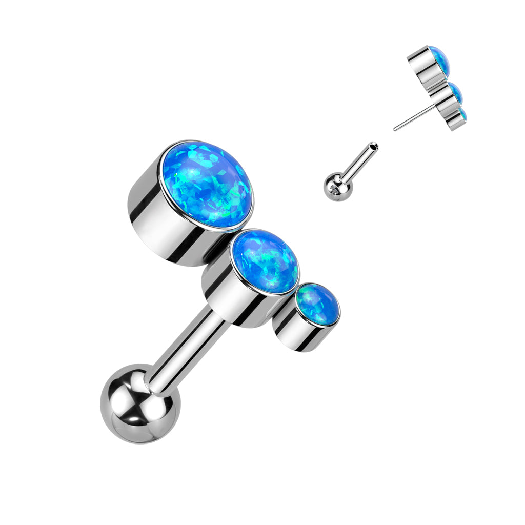 Implant Grade Titanium Threadless Push In Cartilage Barbell  Bezel Set 3 CZ  Top - Pic&Mix The Body Jewellery Shop