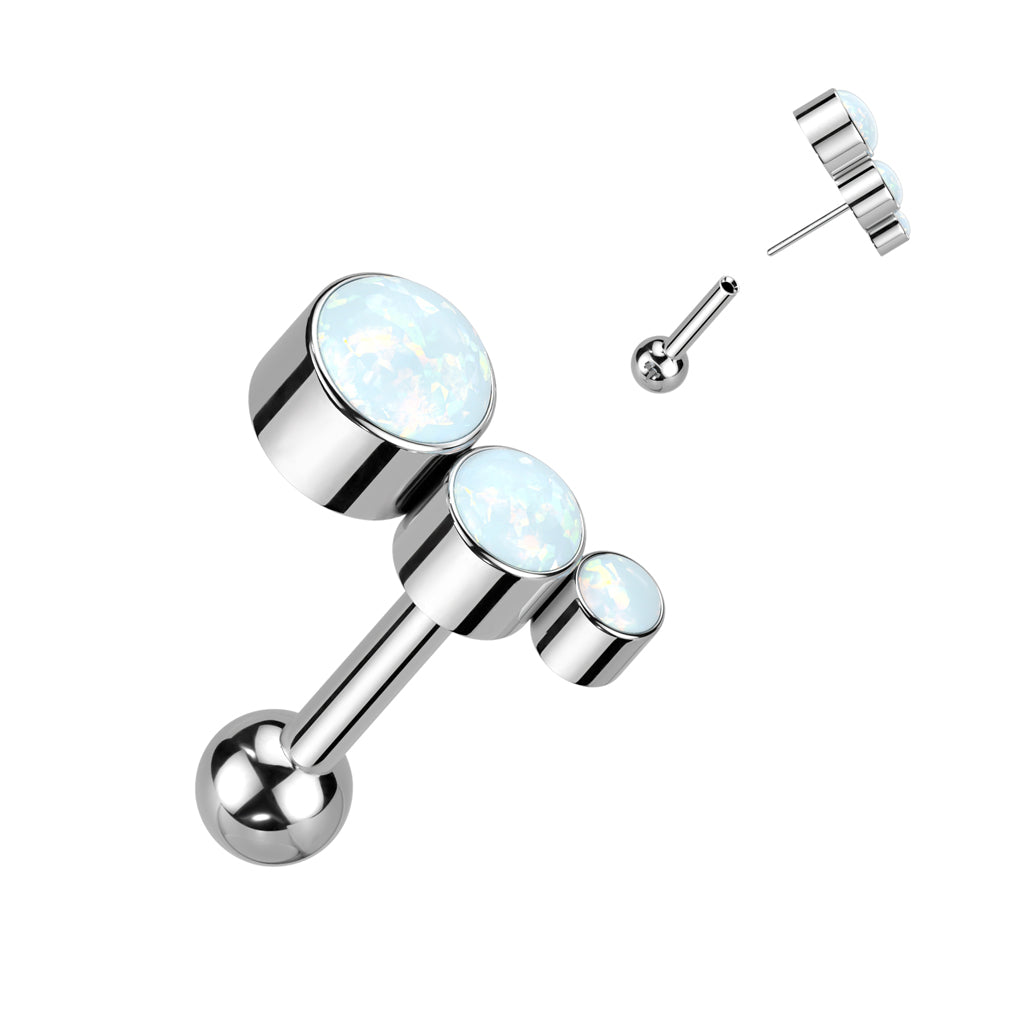 Implant Grade Titanium Threadless Push In Cartilage Barbell  Bezel Set 3 CZ  Top - Pic&Mix The Body Jewellery Shop