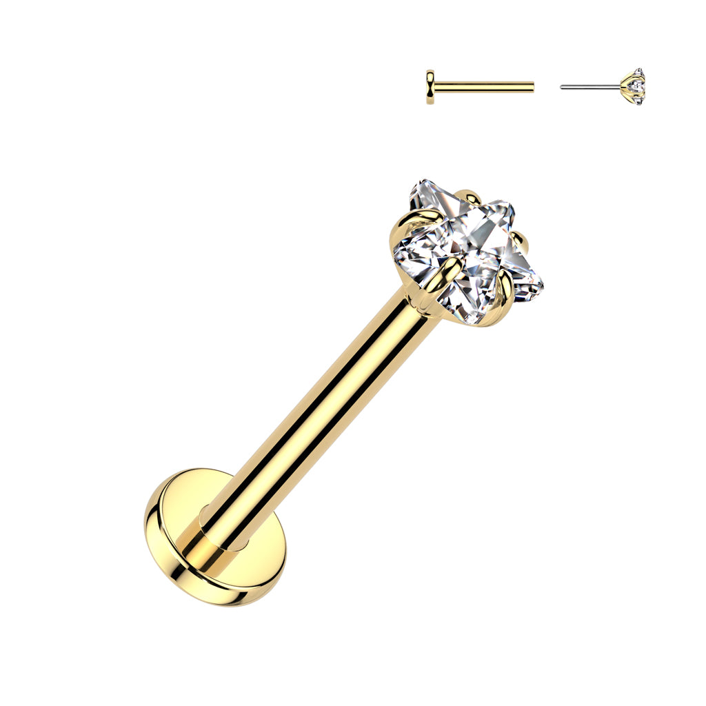 Ti labret - Internal thread HP, Rose or Yellow Hearts or star - Pic&Mix The Body Jewellery Shop