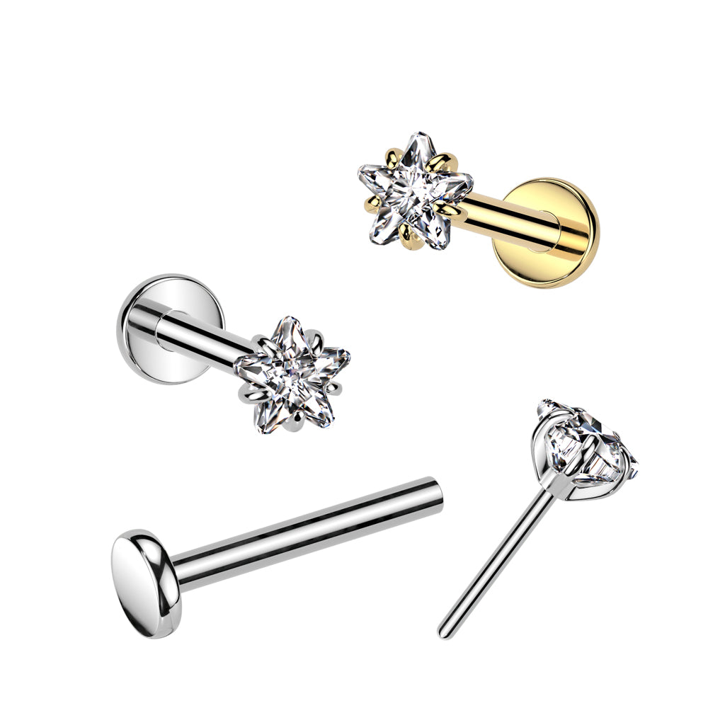 Ti labret - Internal thread HP, Rose or Yellow Hearts or star - Pic&Mix The Body Jewellery Shop