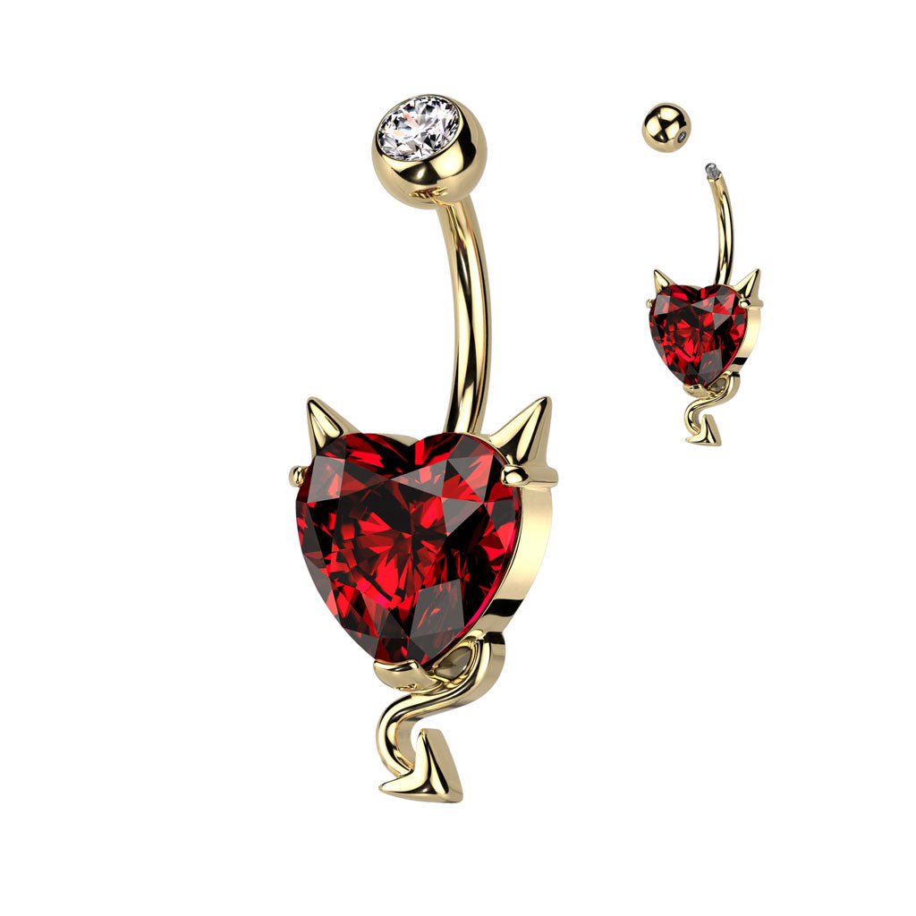 Gold Coloured Devil Heart Bundle | Matching Piercing Jewellery Set