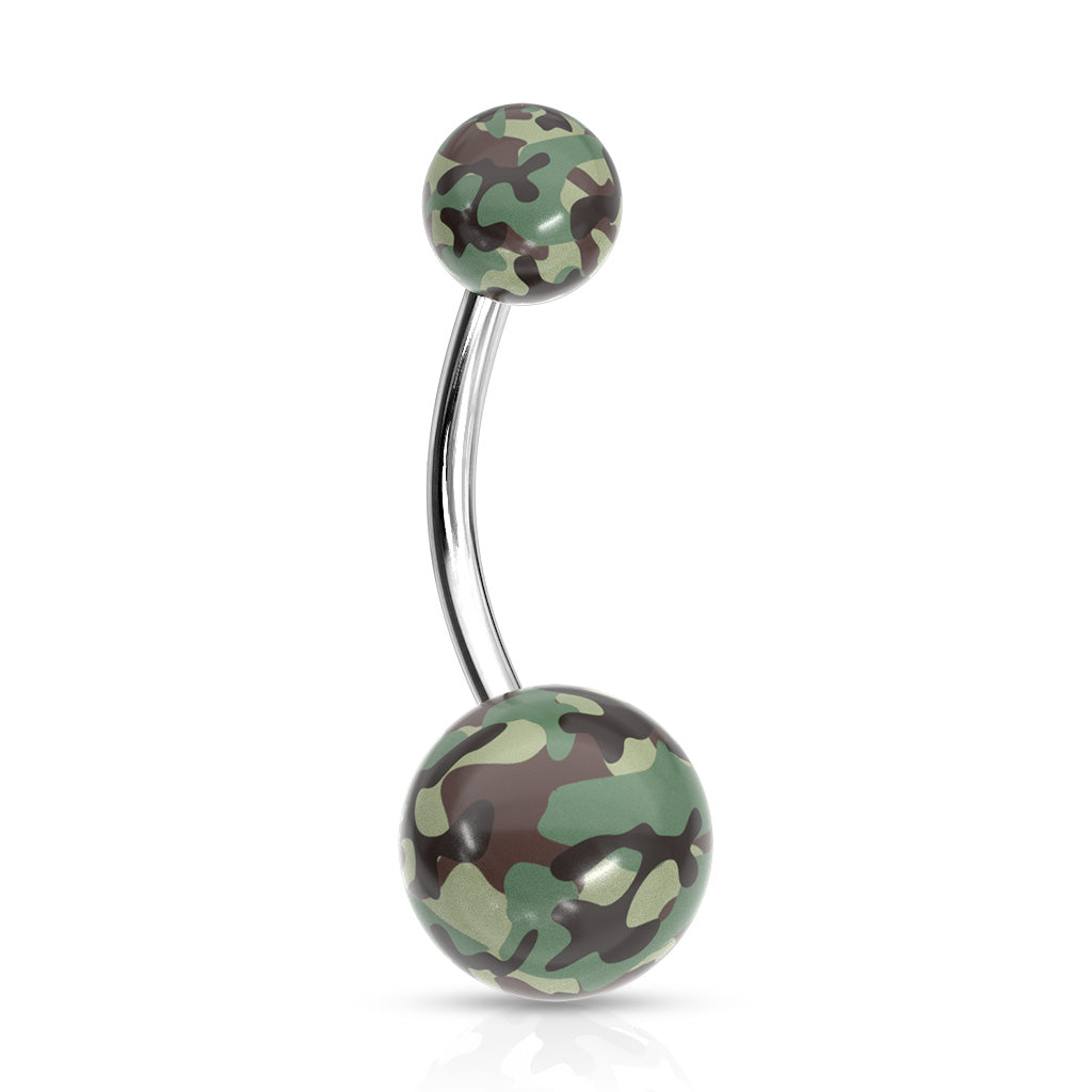 Camouflage Acrylic Belly Bar - Pic&Mix The Body Jewellery Shop