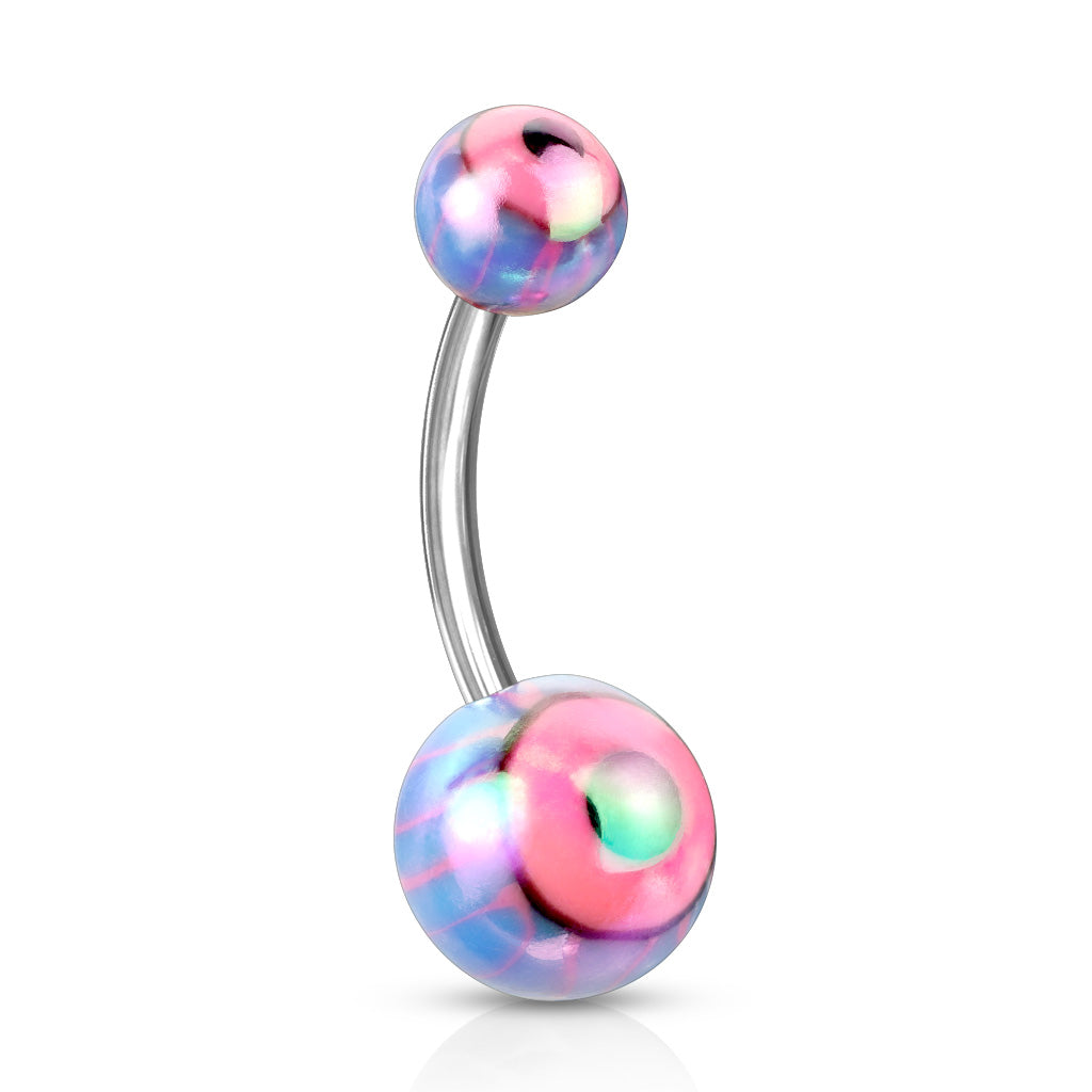 Eyeball Metallic Coated 316L Surgical Steel Navel Ring - Pic&Mix The Body Jewellery Shop