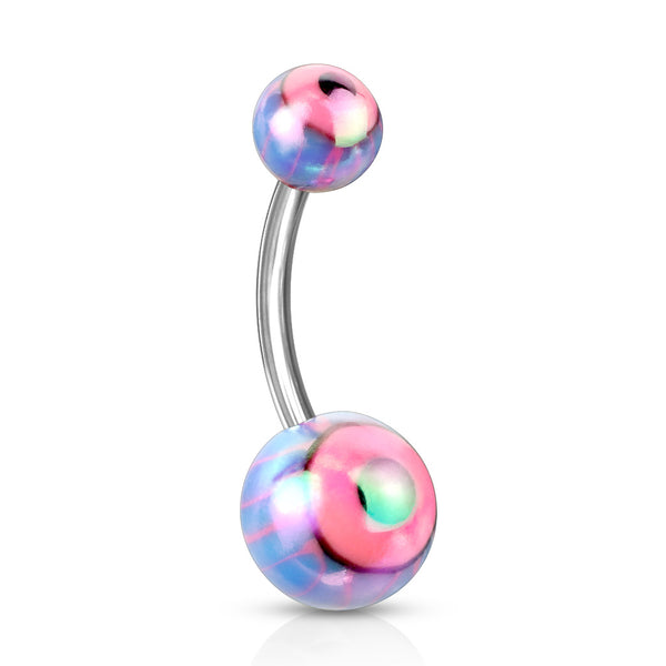 Eyeball Metallic Coated 316L Surgical Steel Navel Ring