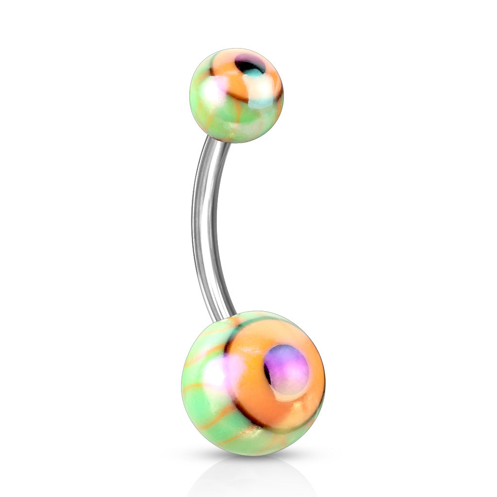 Eyeball Metallic Coated 316L Surgical Steel Navel Ring - Pic&Mix The Body Jewellery Shop