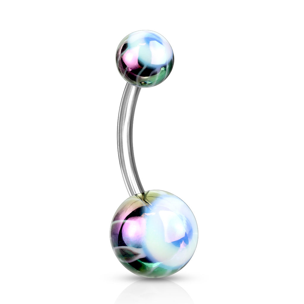 Eyeball Metallic Coated 316L Surgical Steel Navel Ring - Pic&Mix The Body Jewellery Shop
