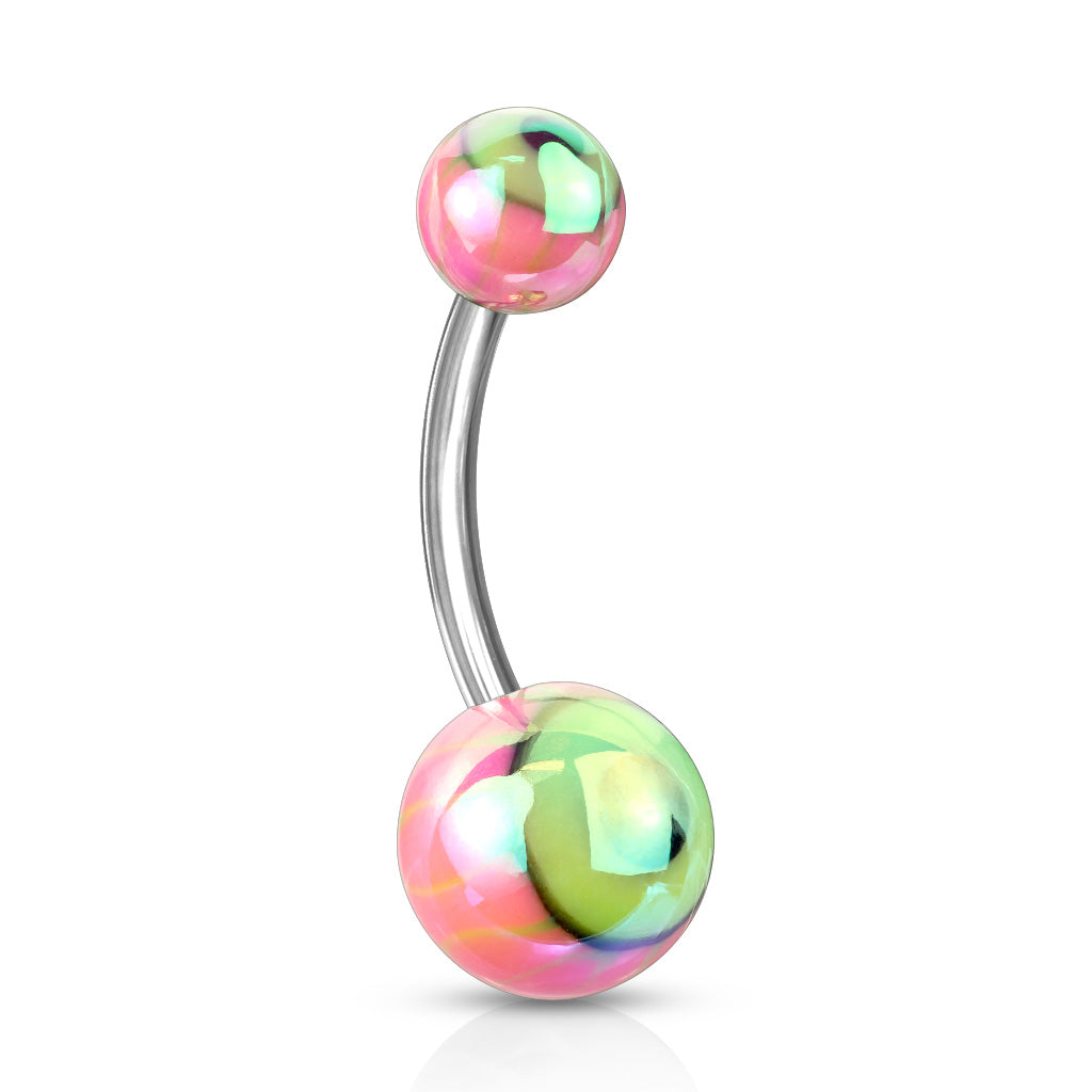 Eyeball Metallic Coated 316L Surgical Steel Navel Ring - Pic&Mix The Body Jewellery Shop