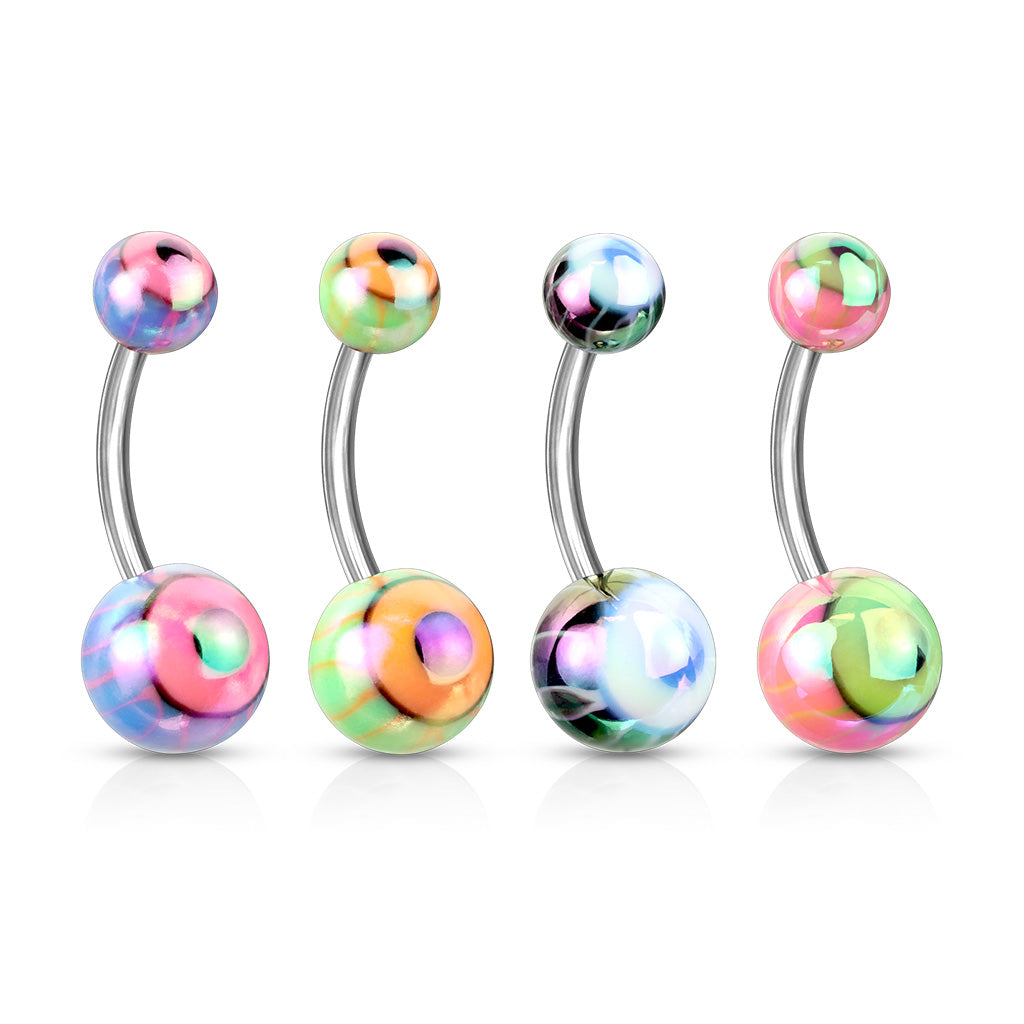 Eyeball Metallic Coated 316L Surgical Steel Navel Ring - Pic&Mix The Body Jewellery Shop