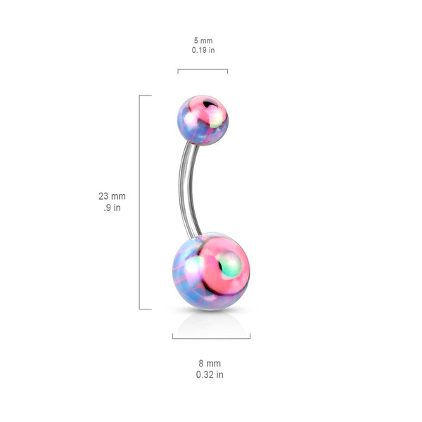 Eyeball Metallic Coated 316L Surgical Steel Navel Ring