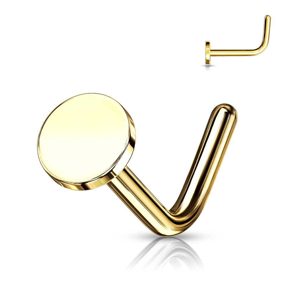 Circular Flat Top 316L Surgical Steel "L" Bend Nose Stud Rings - Pic&Mix The Body Jewellery Shop