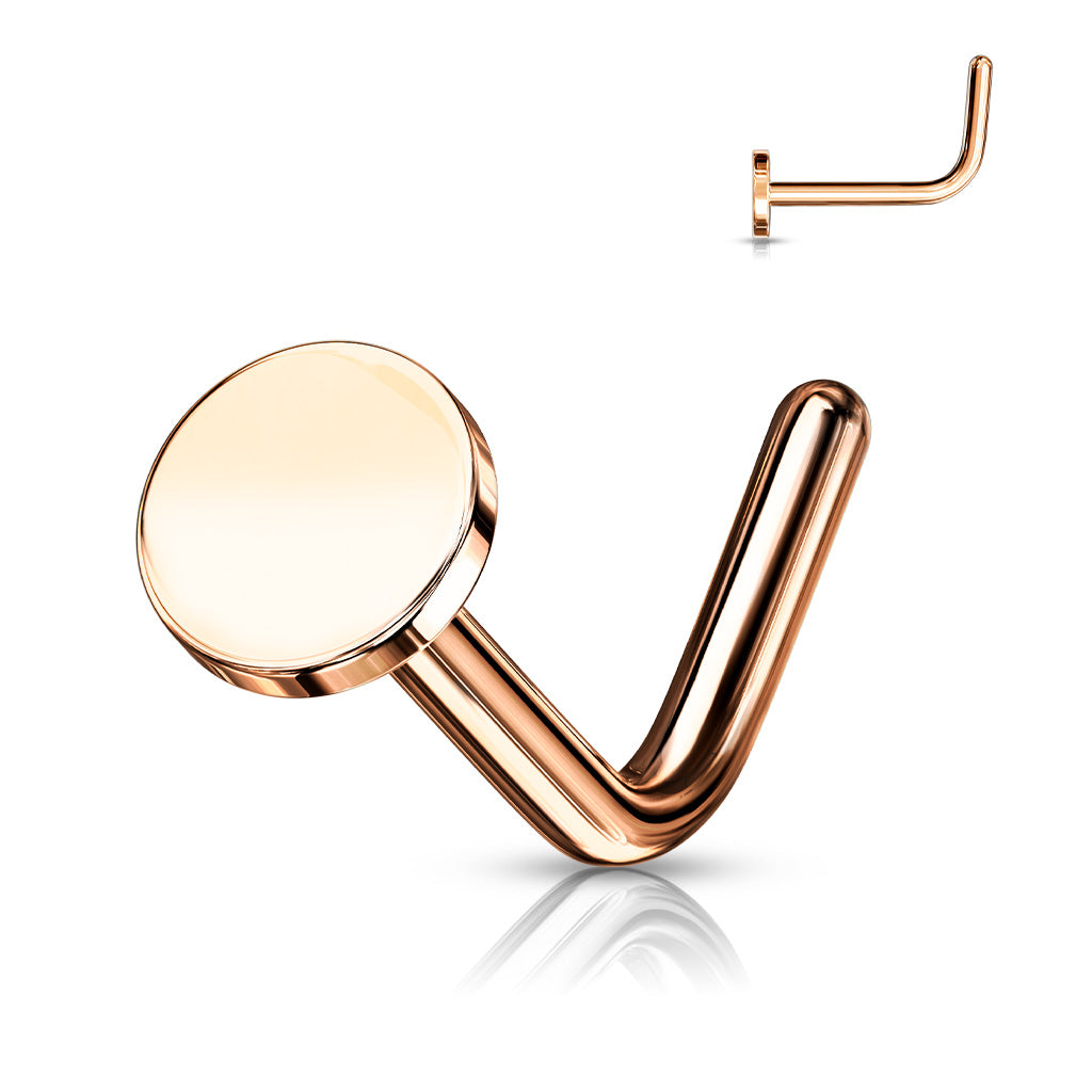 Circular Flat Top 316L Surgical Steel "L" Bend Nose Stud Rings - Pic&Mix The Body Jewellery Shop