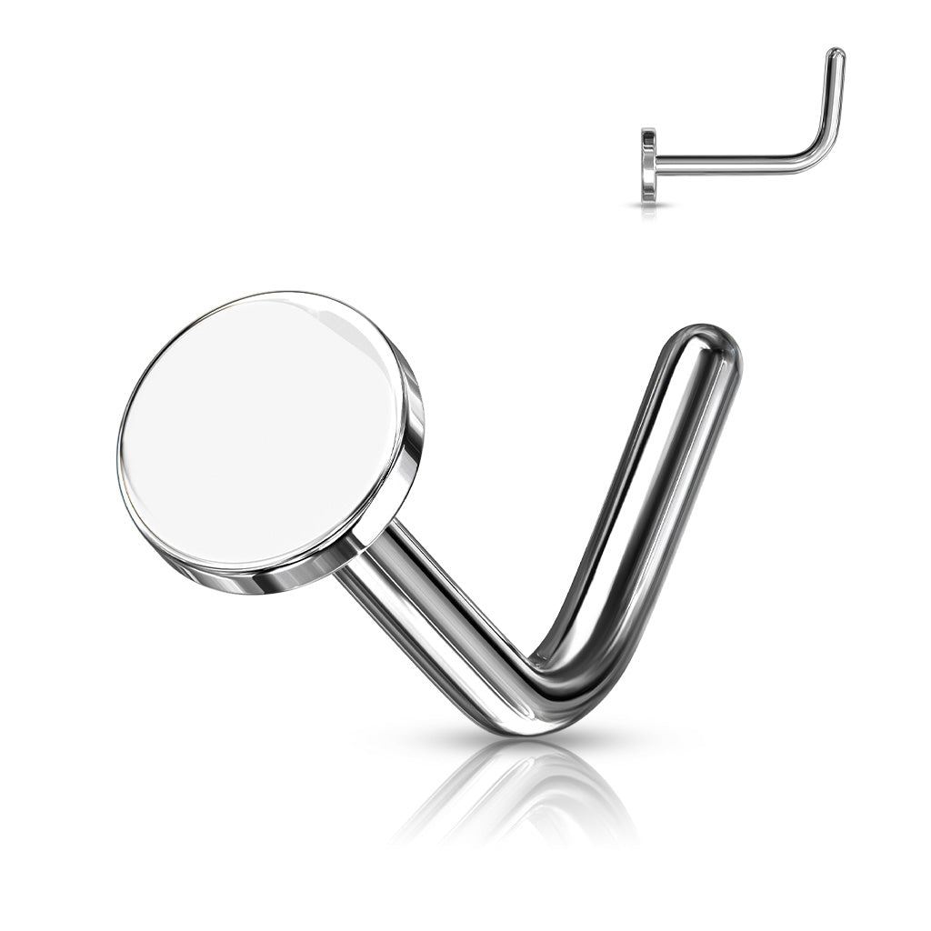 Circular Flat Top 316L Surgical Steel "L" Bend Nose Stud Rings - Pic&Mix The Body Jewellery Shop