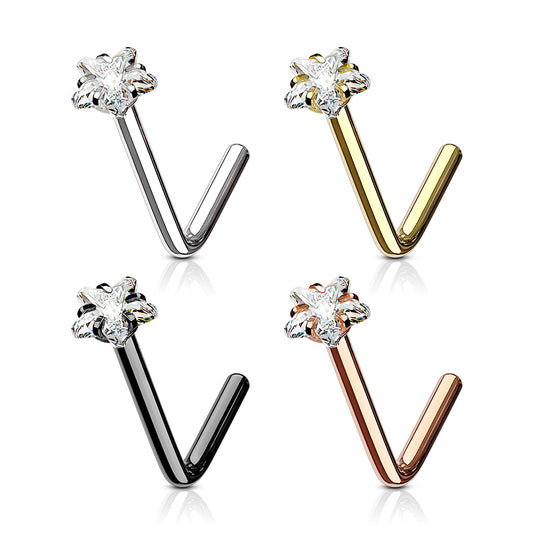 Steel Crystal Star Claw set L Bend nose stud - Pic&Mix The Body Jewellery Shop