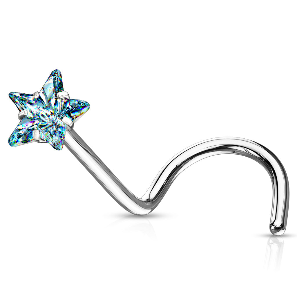 Prong Set Star CZ Top 316L Surgical Steel Nose Screw Rings - Pic&Mix The Body Jewellery Shop