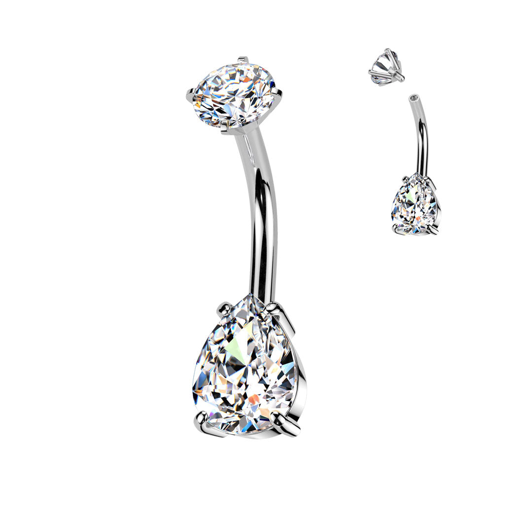 Crystal claw set belly bars - Pic&Mix The Body Jewellery Shop