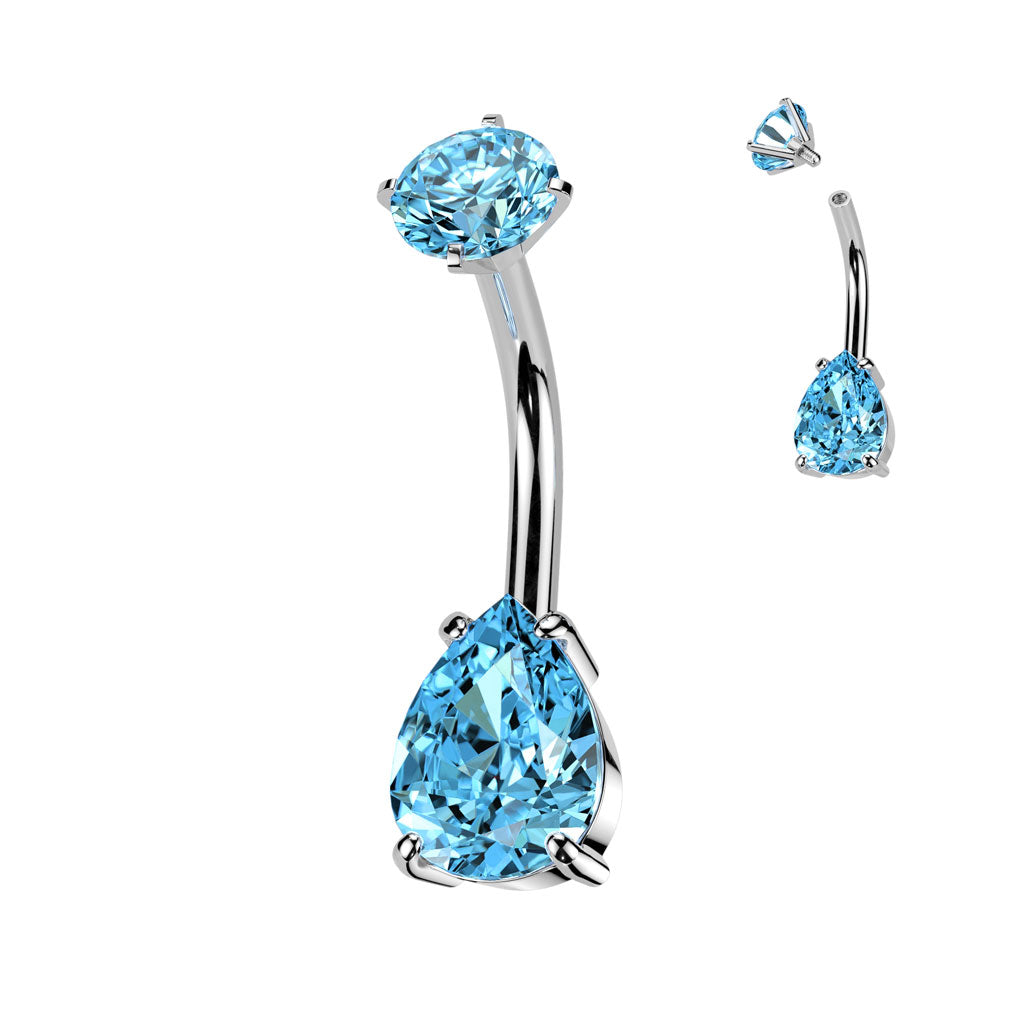 Crystal claw set belly bars - Pic&Mix The Body Jewellery Shop