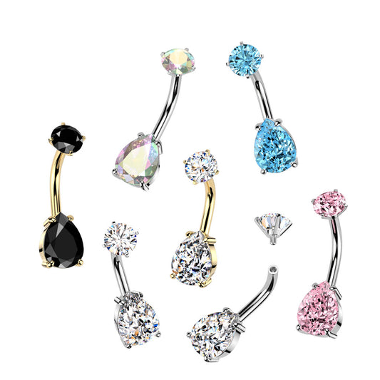 Crystal claw set belly bars - Pic&Mix The Body Jewellery Shop