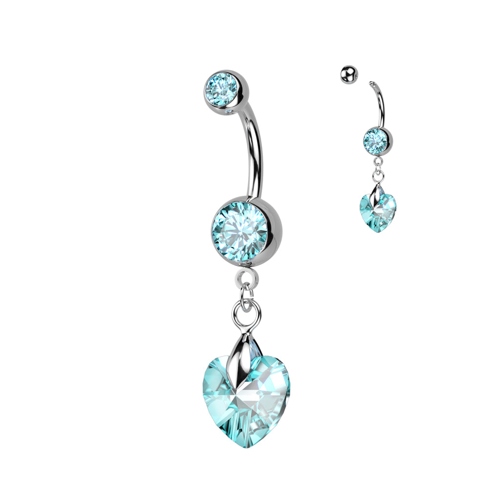 Crystal Ray Prism Heart Navel Ring 316L Surgical Steel - Pic&Mix The Body Jewellery Shop