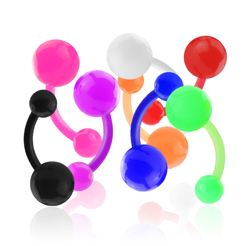 Bio-Flex Navel Rings with Solid Acrylic Balls - Pic&Mix The Body Jewellery Shop