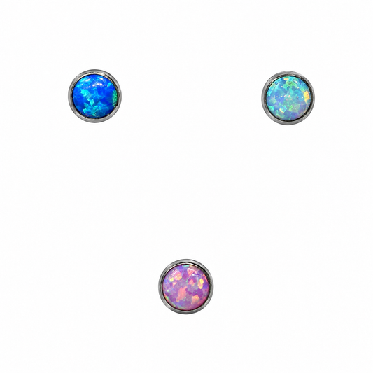 Initial Piercing - Titanium Synthetic Opal Bezel Set Labret