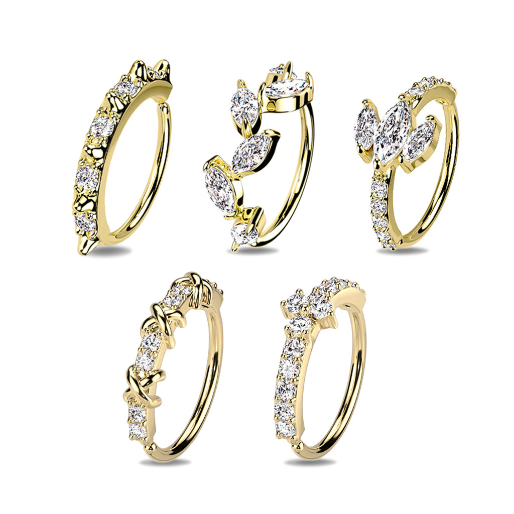 Price per piece Mixed Styles CZ Paved Nose Hoop Rings Pack (5 Styles X 4 Pcs) - Pic&Mix The Body Jewellery Shop
