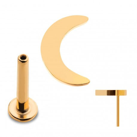 Initial Piercing - 24k gold plated Plain quarter moon Labret - Pic&Mix The Body Jewellery Shop