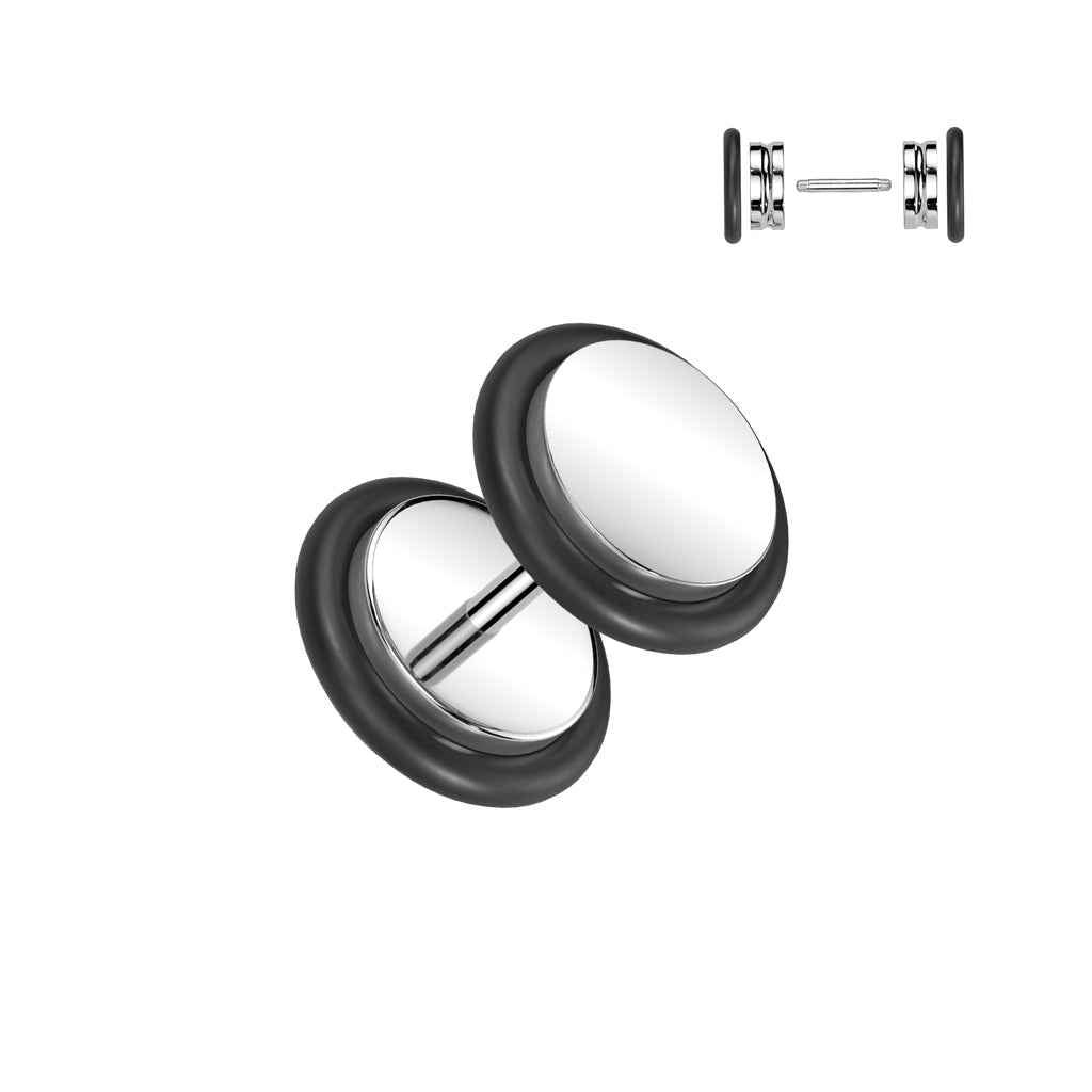 Fake/Cheater Plugs 316L Surgical Steel with 2-Black O-Rings