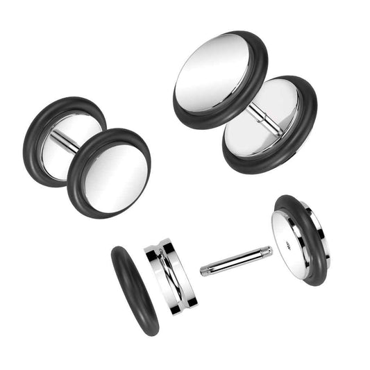 Fake/Cheater Plugs 316L Surgical Steel with 2-Black O-Rings