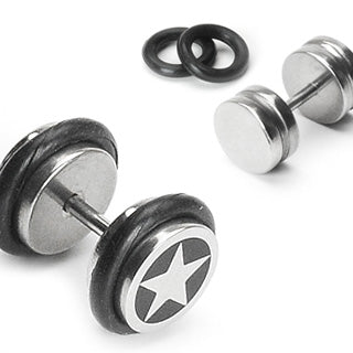 Star Inlay Fake Plug 316L Surgical Steel 16g