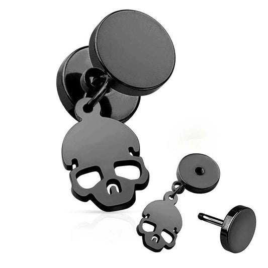 Skull Dangle 16G Fake Plug 316L Surgical Steel