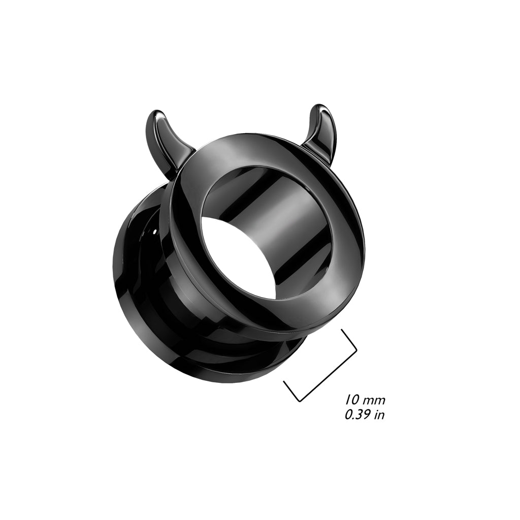 Devil Horn Rim Black PVD over 316L Surgical Steel Screw Fit Tunnel - Pic&Mix The Body Jewellery Shop