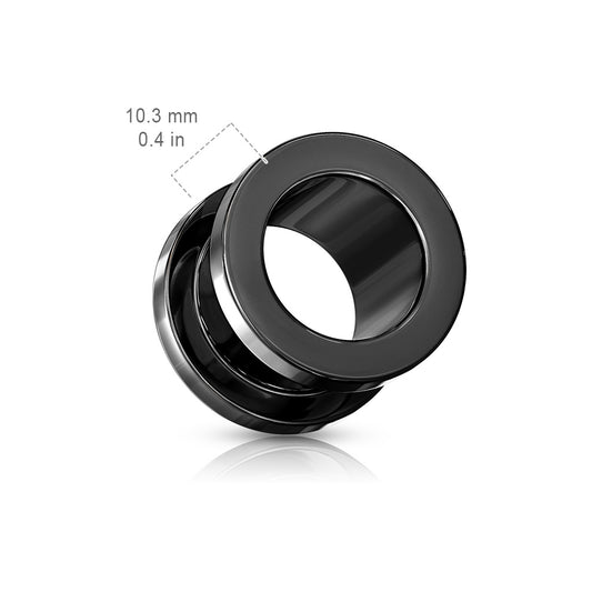 Black 316L Surgical Steel Screw Fit Flesh Tunnel – Two Piece Ear Tunnel