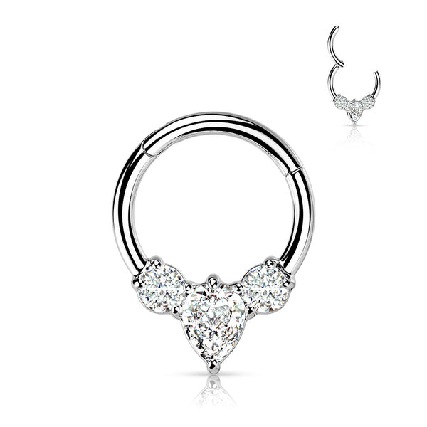 Hinged surgical steel septum or daith rings variants