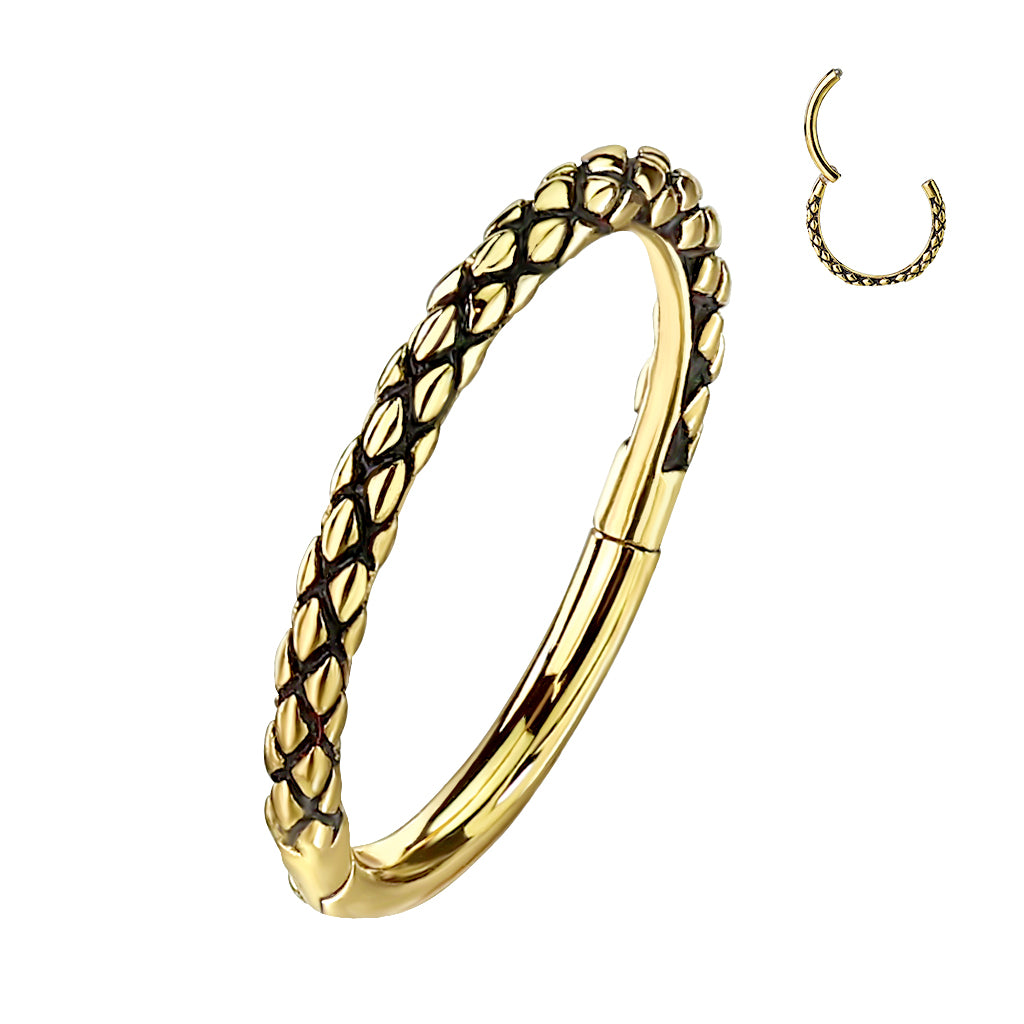 High Quality Precision 316L Surgical Steel Oxidized Lizard Skin Hinged Segment Ring - Pic&Mix The Body Jewellery Shop