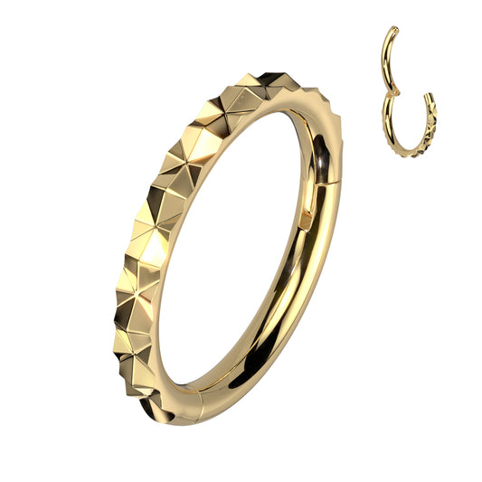 316L Surgical Steel Outward Facing X Faceted Hinged Segment Ring - Pic&Mix The Body Jewellery Shop