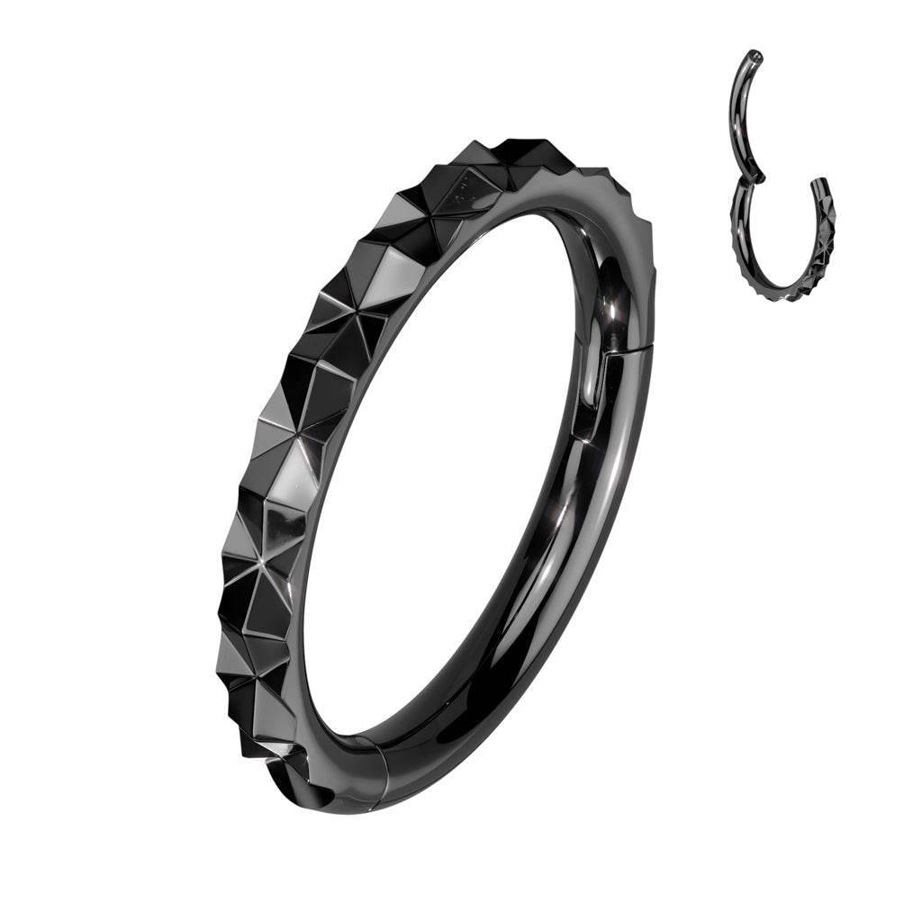 316L Surgical Steel Outward Facing X Faceted Hinged Segment Ring - Pic&Mix The Body Jewellery Shop