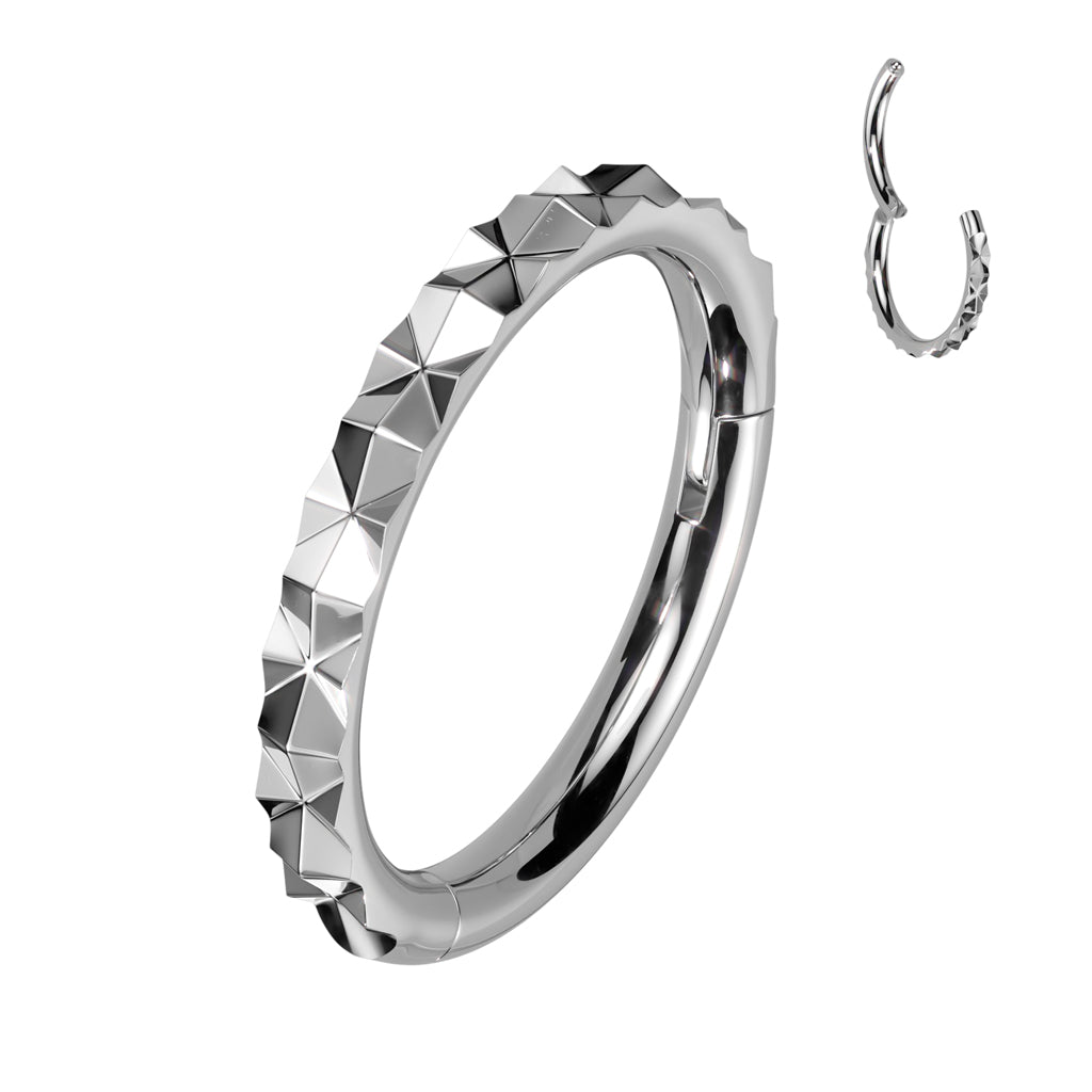 316L Surgical Steel Outward Facing X Faceted Hinged Segment Ring - Pic&Mix The Body Jewellery Shop