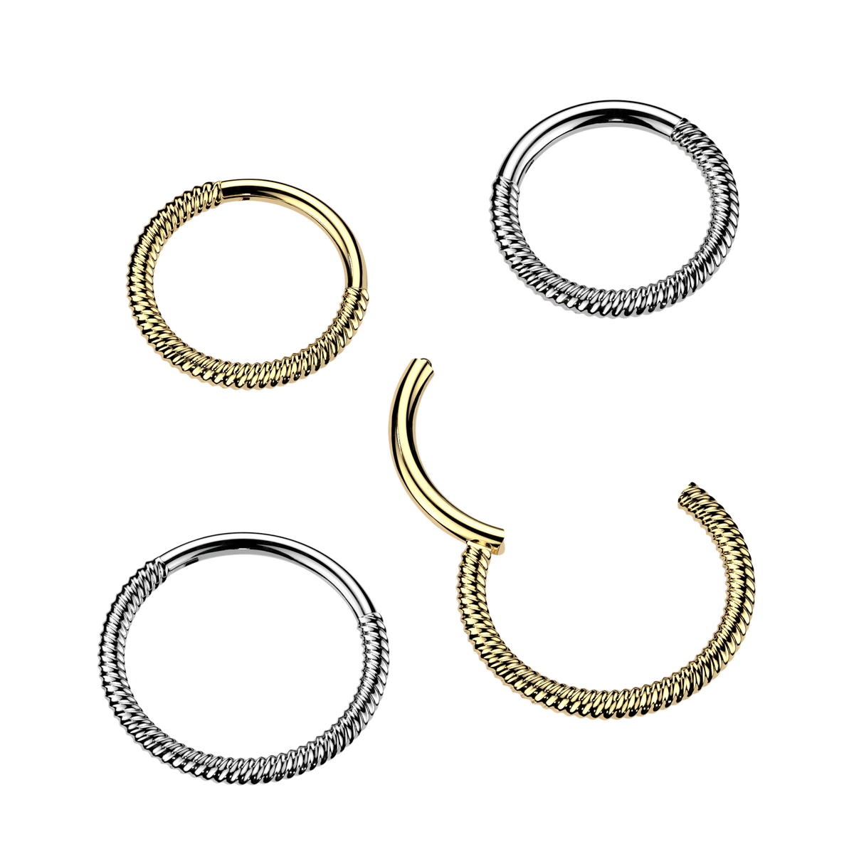 316L Braided Hinged Segment Hoop Ring