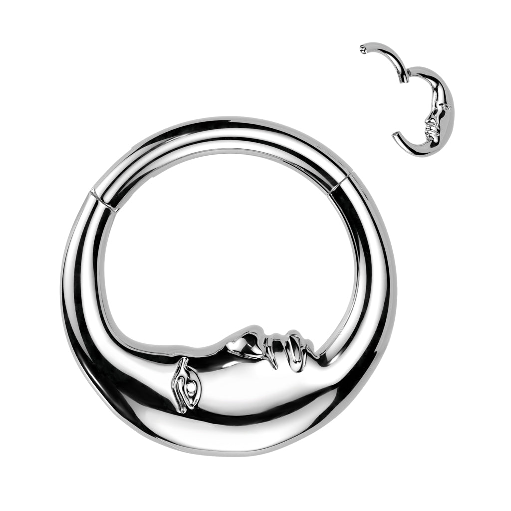 316L Surgical Steel Double Sided Face Moon Hinged Segment Hoop Ring - Pic&Mix The Body Jewellery Shop