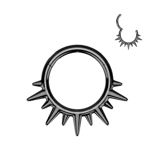 High Quality Precision All 316L Surgical Steel Spikes Hinged Segment Hoop Ring - Pic&Mix The Body Jewellery Shop