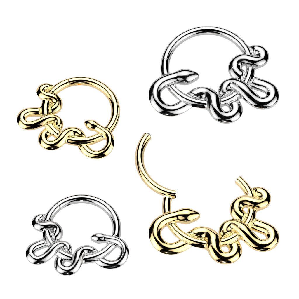 High Quality Precision All 316L Surgical Steel Snake Hinged Segment Hoop Ring - Pic&Mix The Body Jewellery Shop