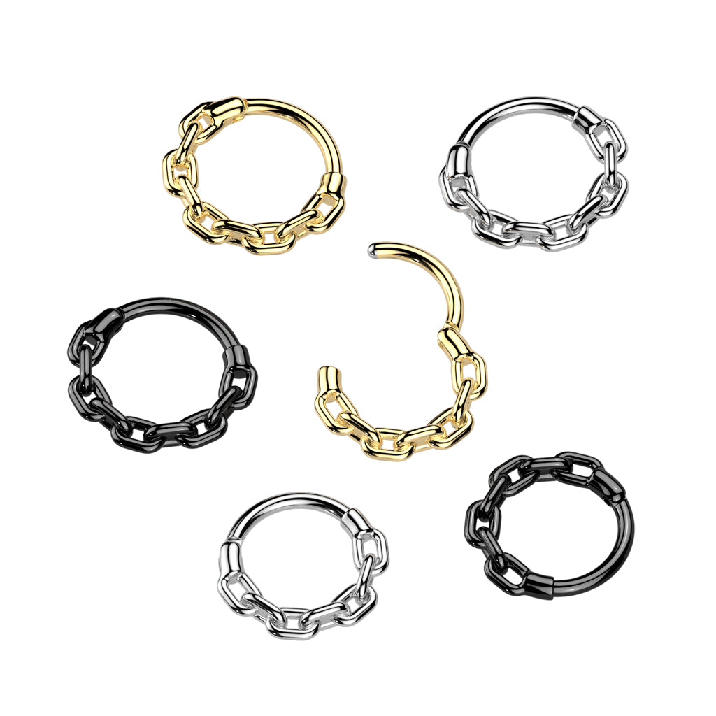 All 316L Surgical Steel Chain Link Hinged Segment Hoop Ring - Pic&Mix The Body Jewellery Shop