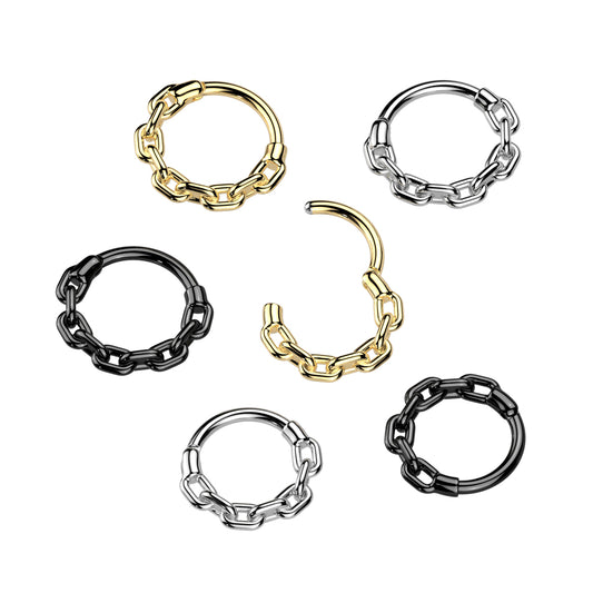 All 316L Surgical Steel Chain Link Hinged Segment Hoop Ring - Pic&Mix The Body Jewellery Shop