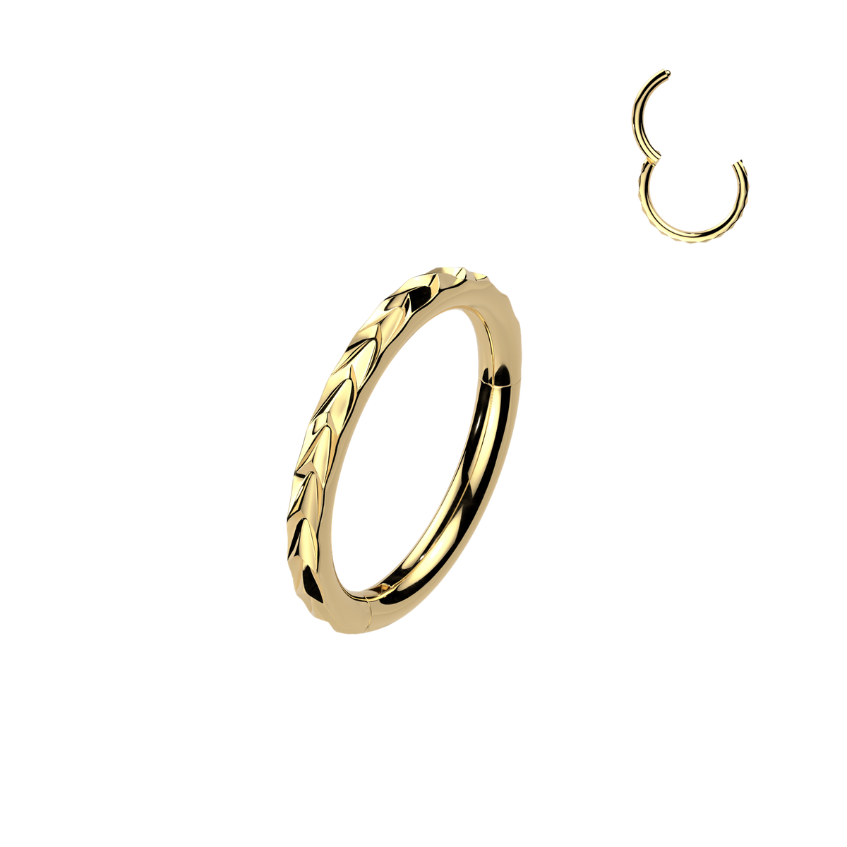 316L Outward Facing Chevron Cut Hinged Segment Hoop Ring 0.8x8mm