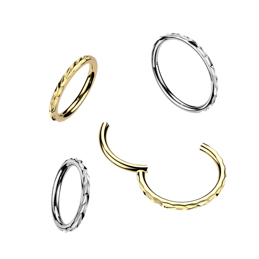 316L Outward Facing Chevron Cut Hinged Segment Hoop Ring 0.8x8mm